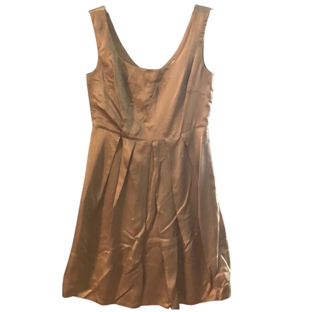 Banana Republic Womens Gold Pleated Satin Sleeveless Cocktail Dress Size 8‎